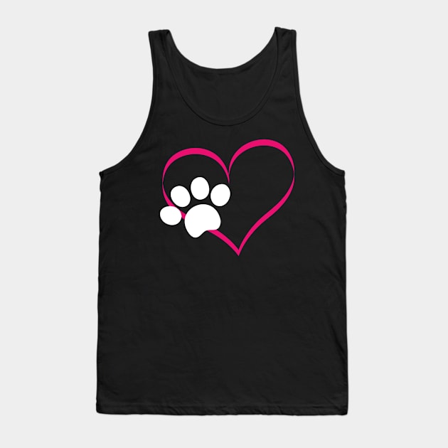 Paw Print And Heart, Dog Lovers And Dog Mamas, Fur Mom Tank Top by Wicked Zebra